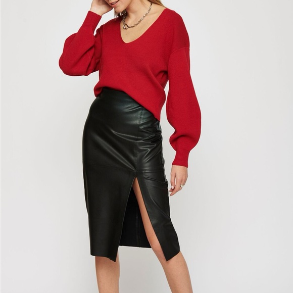 Revamped Sweaters - Vibrant Red V-Neck Sweater